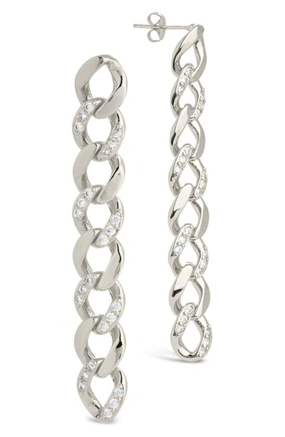 Sterling Forever Silver Cz Chain Link Drop Earrings