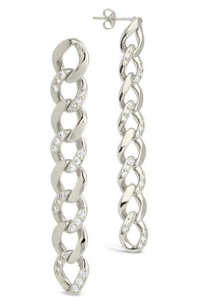 STERLING FOREVER STERLING FOREVER CZ CUBAN CHAIN LINK DROP EARRINGS