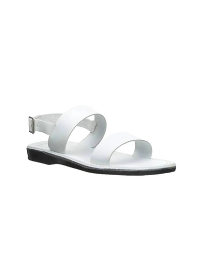 Jerusalem Sandals Unisex - Golan Leather Slingback Flat Sandal In White