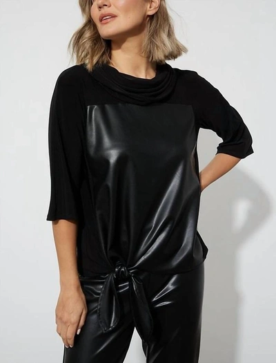 Joseph Ribkoff Faux Leather Front Top In Black