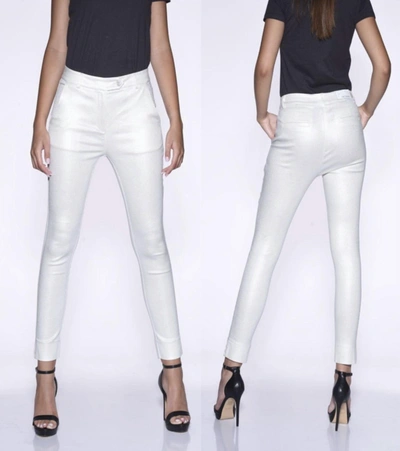 Bianco Lively Coated Trouser Pant In Silver In White