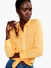 Nic + Zoe Crinkle Button-up Cotton Shirt In Yellow