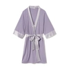 PJ HARLOW SHALA KNIT ROBE WITH POCKETS AND SATIN TRIM IN LAVENDER