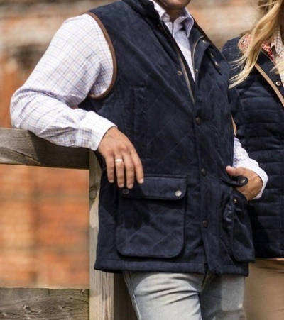 Alan Paine Felwell Quilted Vest In Navy In Blue