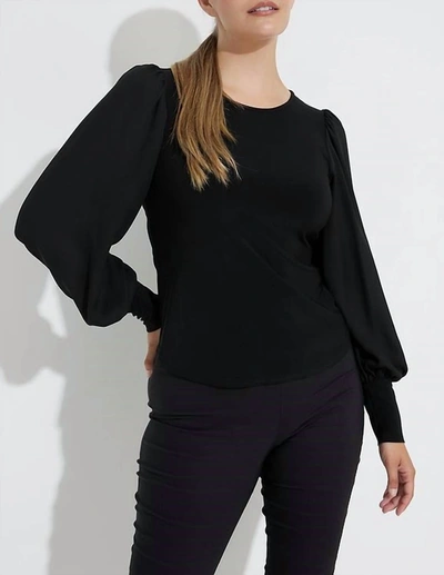 Joseph Ribkoff Puff Sleeve Top In Black