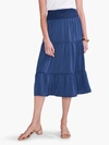 Nic + Zoe Soft Drape Tiered Skirt In Deep Ocean In Blue