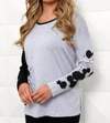 Angel Splatter Color Block Crew Neck Sweater In Frost Combo In Multi