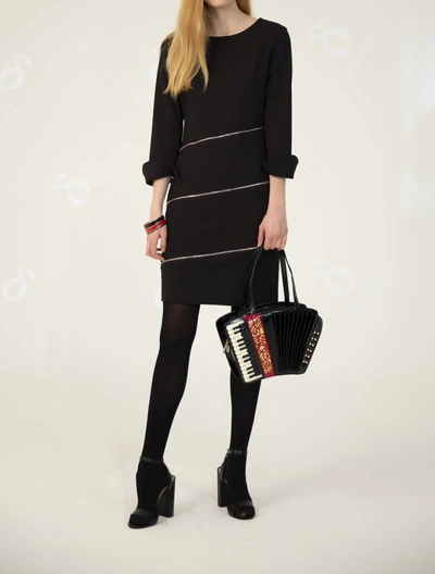 Samuel Dong Black Zipper Dress In Black