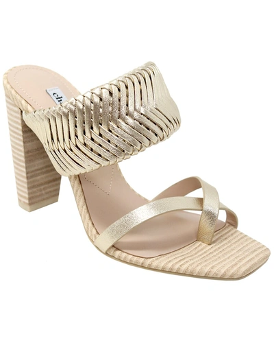 Charles David Horation Metallic Leather Block Heel Sandal In Light Gold