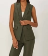 ECRU SLEEVELESS JACKET IN DARK OLIVE