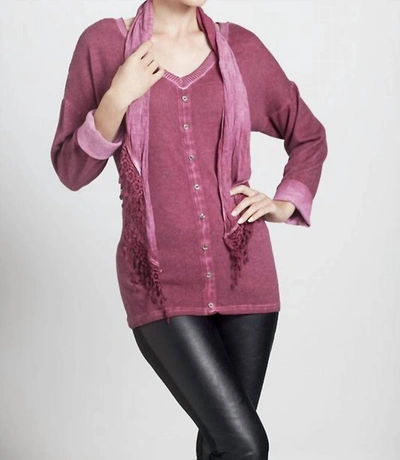 Angel Front-to-back Top W/ Scarf In Cranberry In Pink