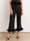 LENA FEATHER DETAIL WIDE PANT IN BLACK