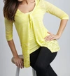 Angel Tie-front Melange Cardigan In Yellow