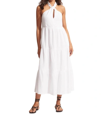 Seafolly Cotton Gauze Halter Maxi Dress In White