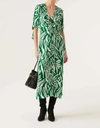 BA&SH Therence Midi Dress In Green/white