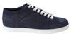 Jimmy Choo Chic Slip-on Blue Denim Suede Sneakers In Blue