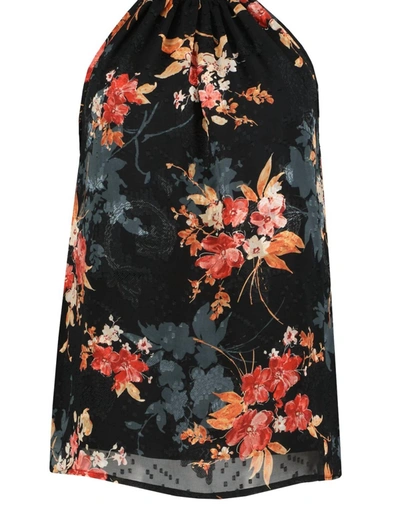 BISHOP + YOUNG NOCTURNAL ANIMAL ESME TIE NECK TOP IN NIGHT BLOOM