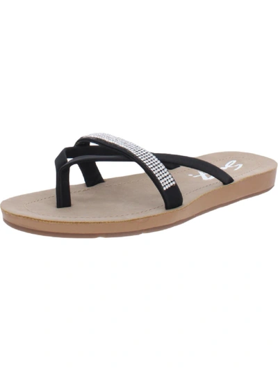 Seven7 Bondi Caramel Womens Faux Leather Embellished Thong Sandals In Black