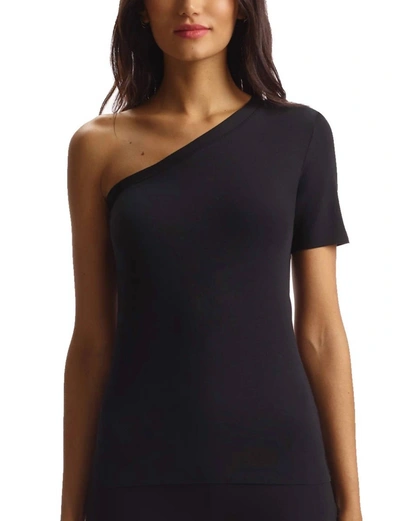 Commando Essential Cotton One-shoulder Tee In Black