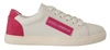 Dolce & Gabbana White Pink Leather Low Top Sneakers S Shoes In White