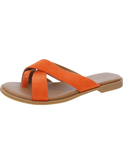 Style & Co Carolyn Womens Slip On Flat Slide Sandals In Orange