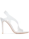 Gianvito Rossi Metropolis Transparent-strap Leather Heeled Sandals In Silver