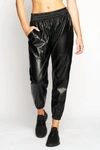 HEROINE SPORT DOWNTOWN VEGAN LEATHER JOGGER IN BLACK LEATHER