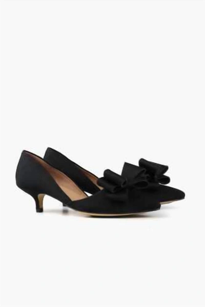 All Black Women's Bow Bow D'orsay Heels In Black