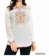 ADORE MULTI COLORED DRAGONFLY EMBROIDERY TUNIC IN WHITE