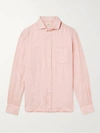 HARTFORD Paul Pat Linen Shirt In Faded Pink