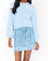 Show Me Your Mumu Why Knot Skirt In Frosty Blue Sequins In Multi