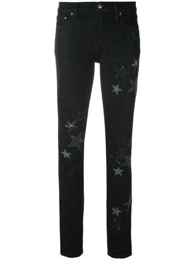 Red Valentino Star Embroidered Jeans In Black