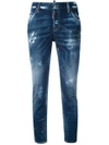 DSQUARED2 DSQUARED2 DISTRESSED STRAIGHT JEANS - BLUE,S75LA0914S3034212133531