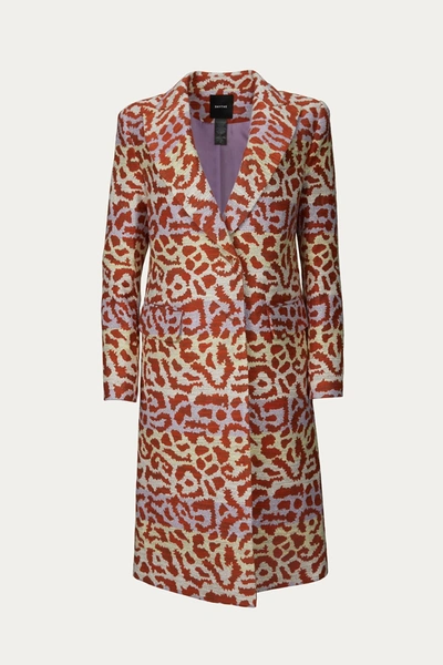 Smythe Peaked Lapel Overcoat In Lavender/rust Leopard In Multi