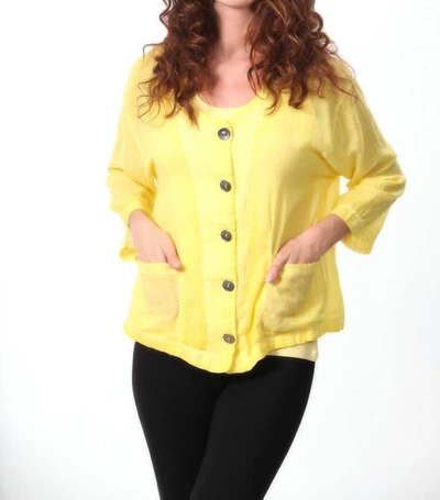 Angel Oil Wash Pocket Cardigan In Yellow