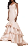 JOVANI Fitted Off The Shoulder Prom Dress In White