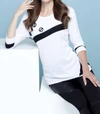 Angel Diagonal Stripe Top In White/black In Multi