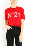 N°21 Relaxed-fit Cotton T-shirt With Contrasting Logo In Red