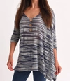 ANGEL 3/4 SLEEVE V-NECK TUNIC IN DENIM