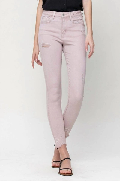 Flying Monkey High Rise Crop Skinny Jean In Peony In Red