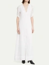 FRAME Shirred Sleeve Maxi Dress In Blanc