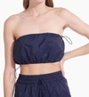 Staud Gigi Drawstring Bandeau Top In Blue