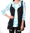 Angel On The Grid Hooded Vest In Black/aqua In Multi