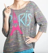 Angel Paris Melange Back Button Sweater In Gray Multi In Grey
