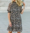 KENSIE BELLE MOCK NECK DRESS IN LEOPARD PRINT