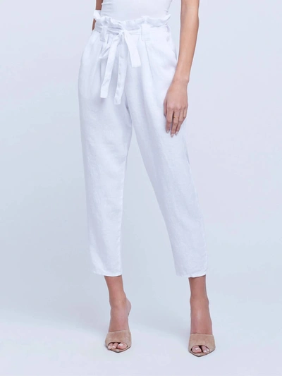 L Agence L'agence Heather Linen Paperbag Pant In White