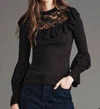 HAUTE HIPPIE ELSIE RAYON NYLON SWEATER IN BLACK