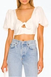 For Love & Lemons Jessie Cutout Cropped Top In White