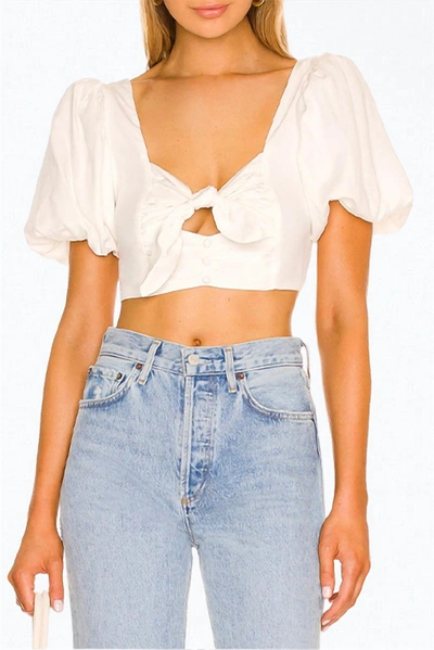 FOR LOVE & LEMONS JESSIE CUTOUT CROPPED TOP IN WHITE