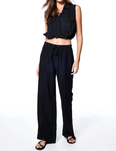 Young Fabulous & Broke Linen Track Pant In Black